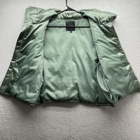 Talbots Puffer Vest Womens XL Petite Duck Down Green Metallic Futuristic Gorp - Picture 5 of 10